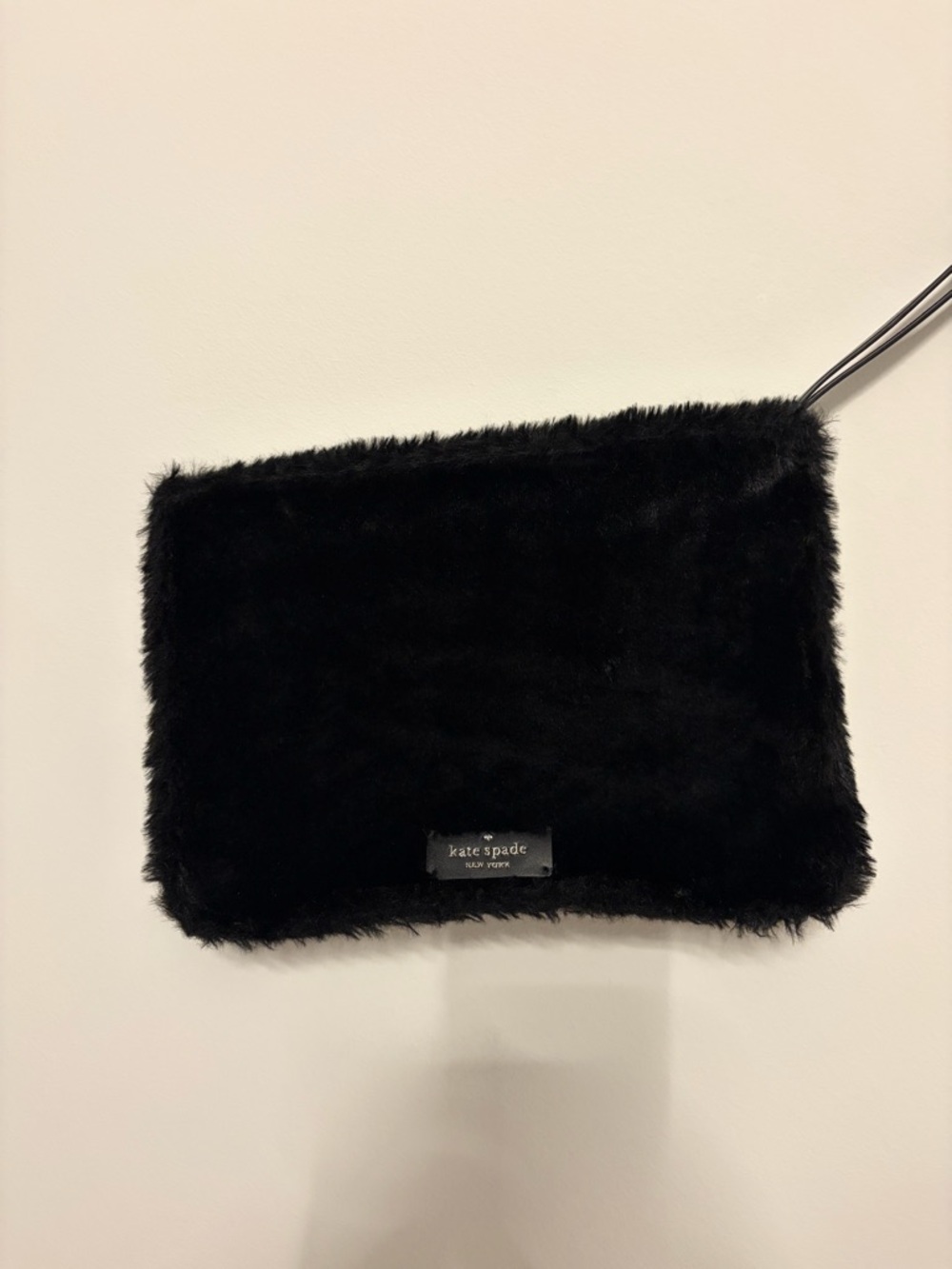 Nwt Kate Spade New York Neve Black Shearling Fur & Beaded Large Clutch Bag